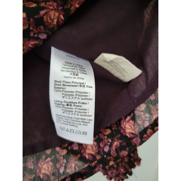 Madewell Georgette black Orchid floral Top boho top size Medium dark Academia - Picture 7 of 10